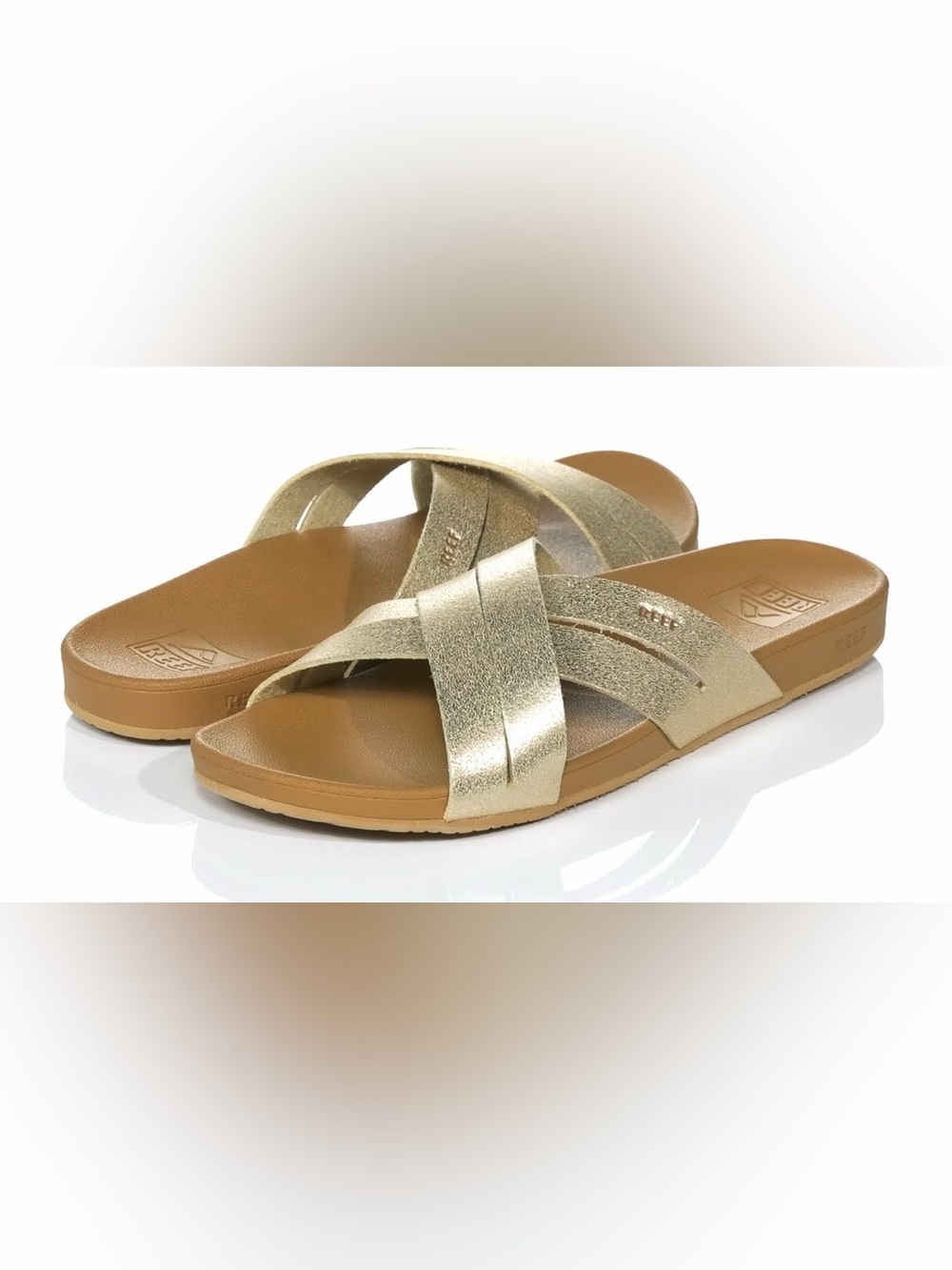REEF Womens Sandals Cushion Spring Bloom
Strappy Slides Vegan Leather Slip on 10